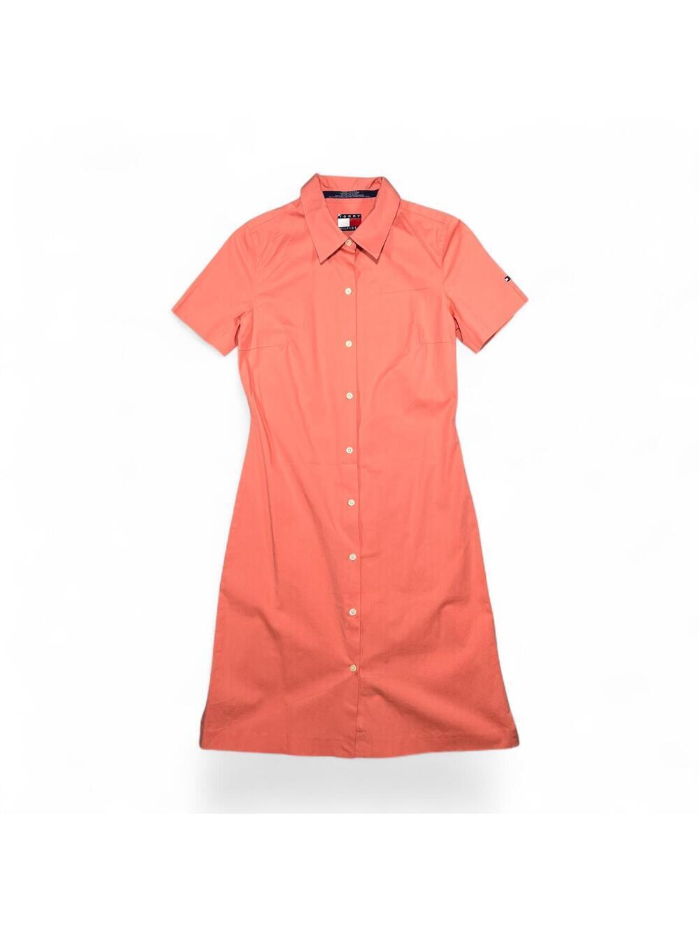 Vintage 90s Tommy Hilfiger Coral Button-Down Shirt Dress